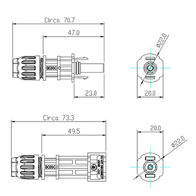 Connettori Fotovoltaici BC03C (Coppia connettori maschio e femmina)