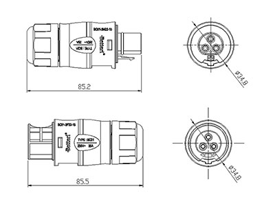 Connettore Fotovoltaico Circolare BC01 (Tre Spille)