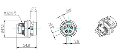 Connettori Fotovoltaici Circolari BC02  (Cinque Spille)